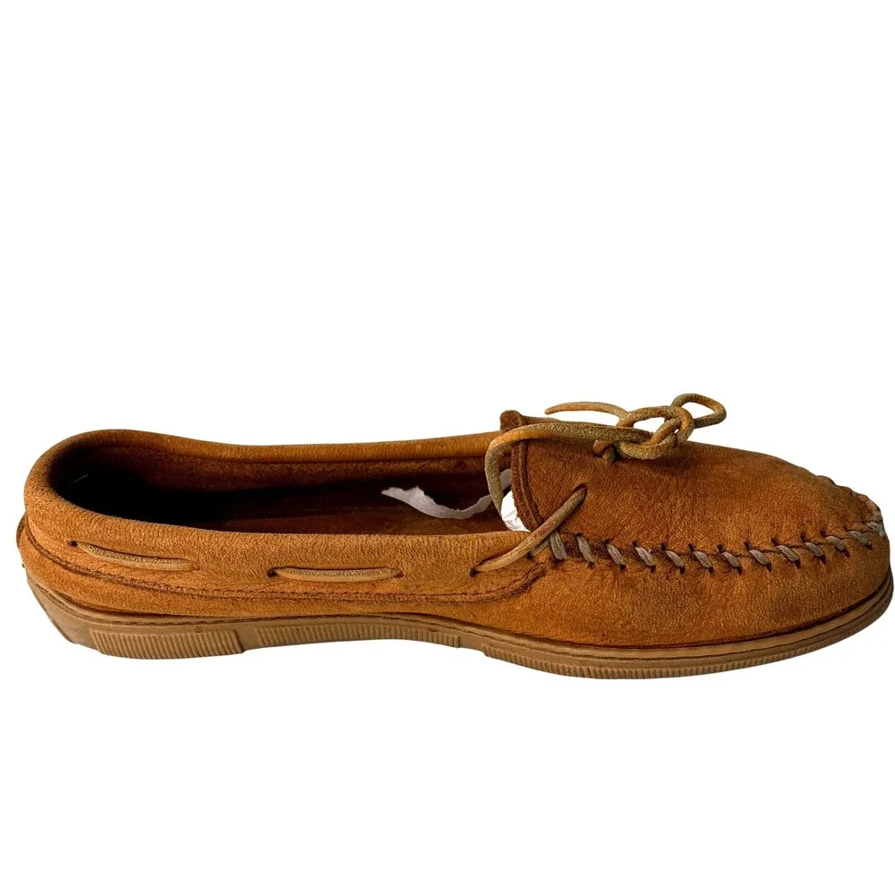 Vintage Minnetonka Moccasins  Men's Real Leather Size 9.5 Light Brown 1980's